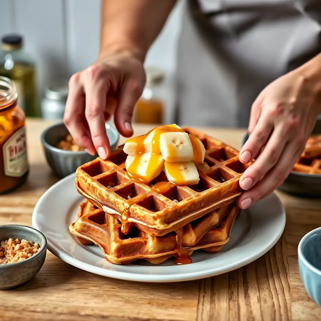 Key ingredients for Bananas Foster Belgian Waffles