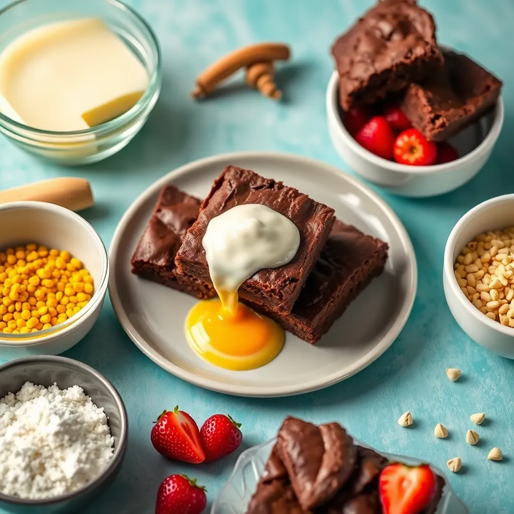 Key ingredients assembled for Breakfast Brownies