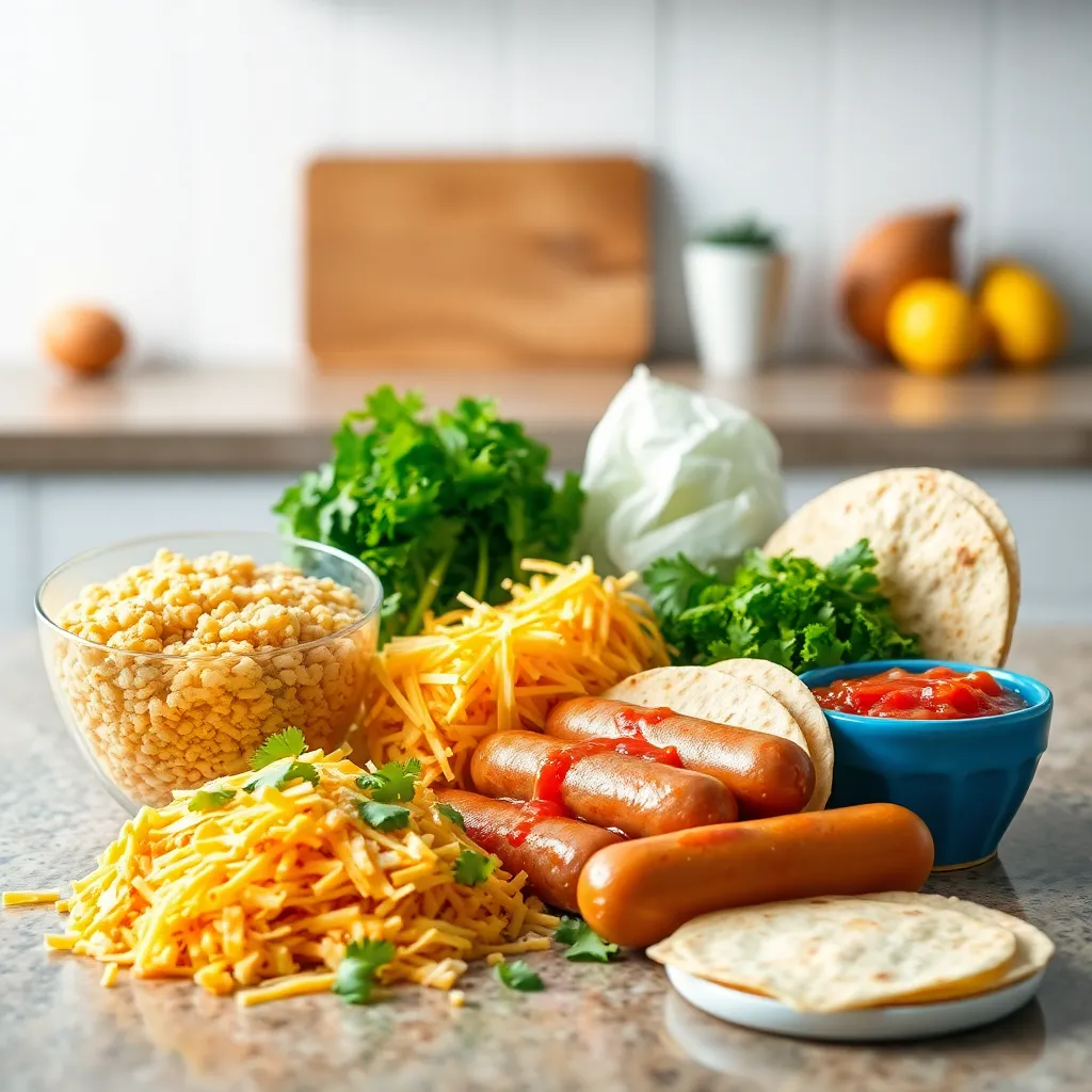 Ingredients for making Breakfast Crunchwrap Casserole