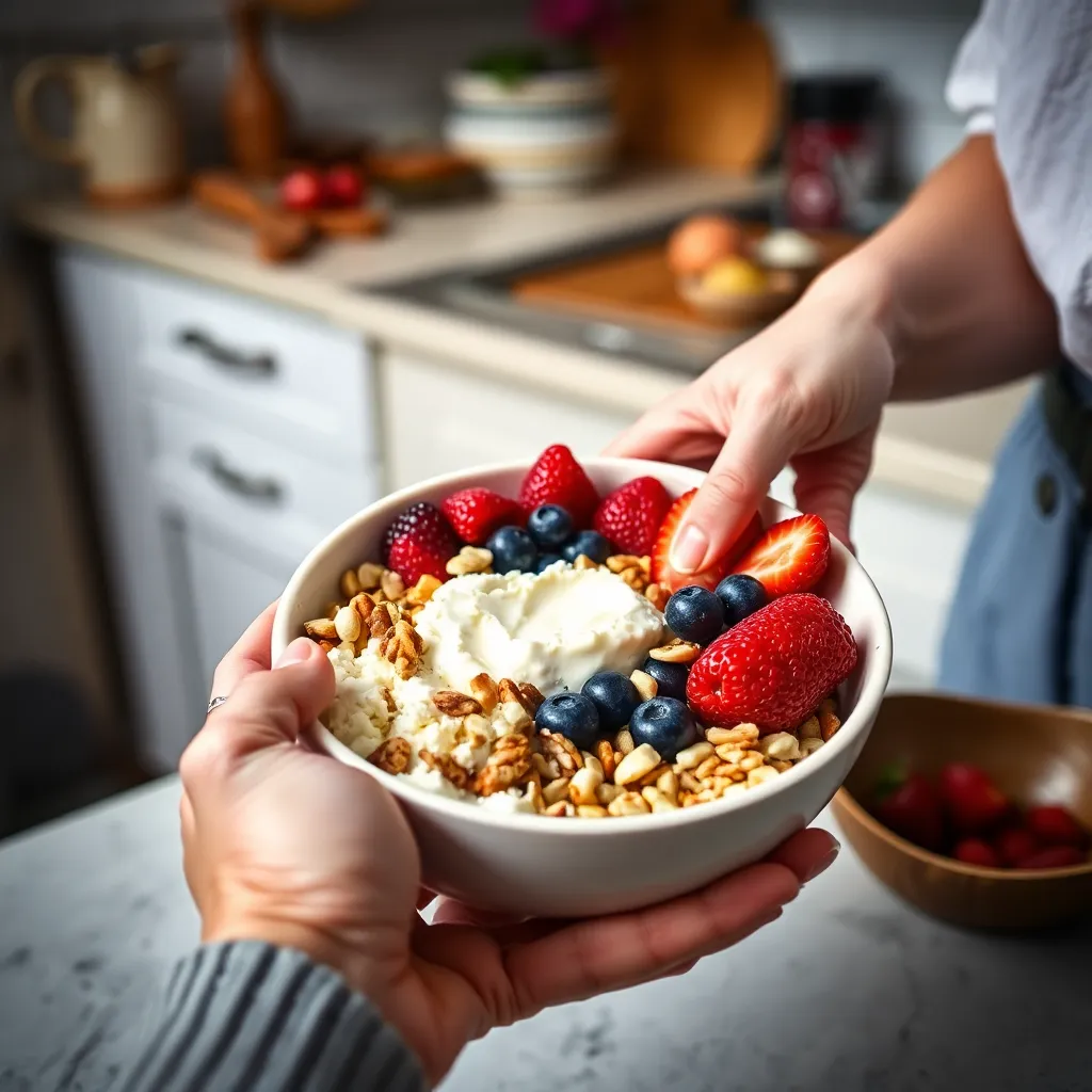 Fresh ingredients for Cottage Cheese Breakfast Bowl