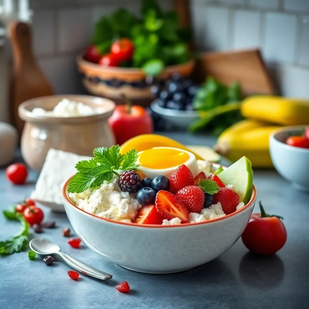 All ingredients for Cottage Cheese Breakfast Bowl