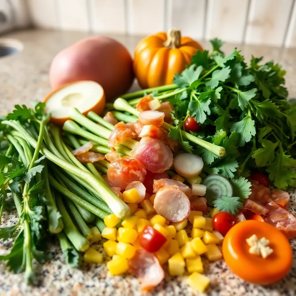 Ingredients used in Fiddlehead and Bacon Omelette