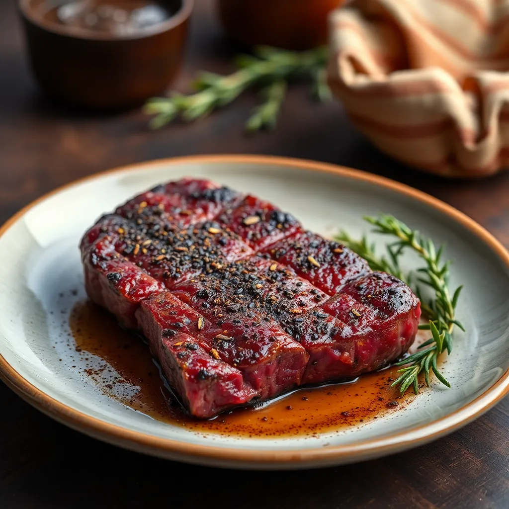 Image of Flat Iron Steak with Three Pepper Rub