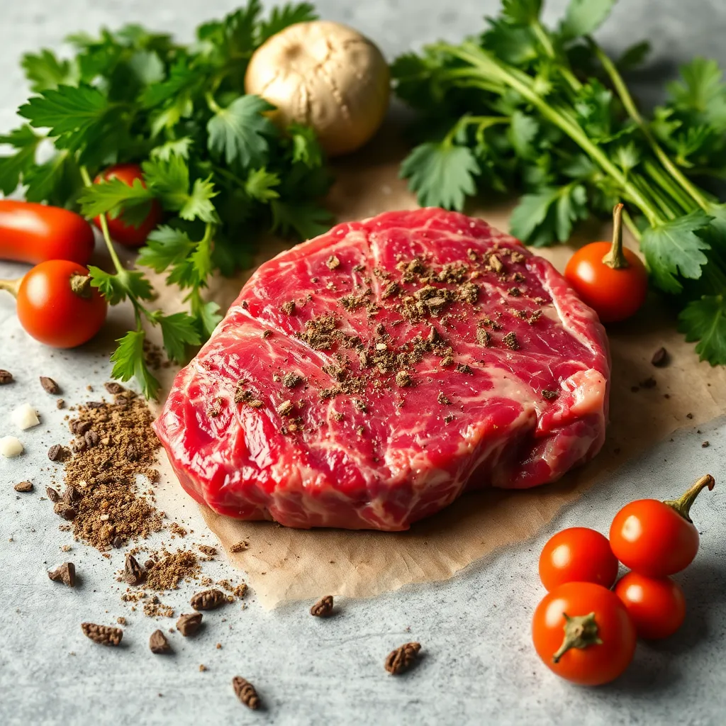 Ingredients used in Flat Iron Steak with Three Pepper Rub