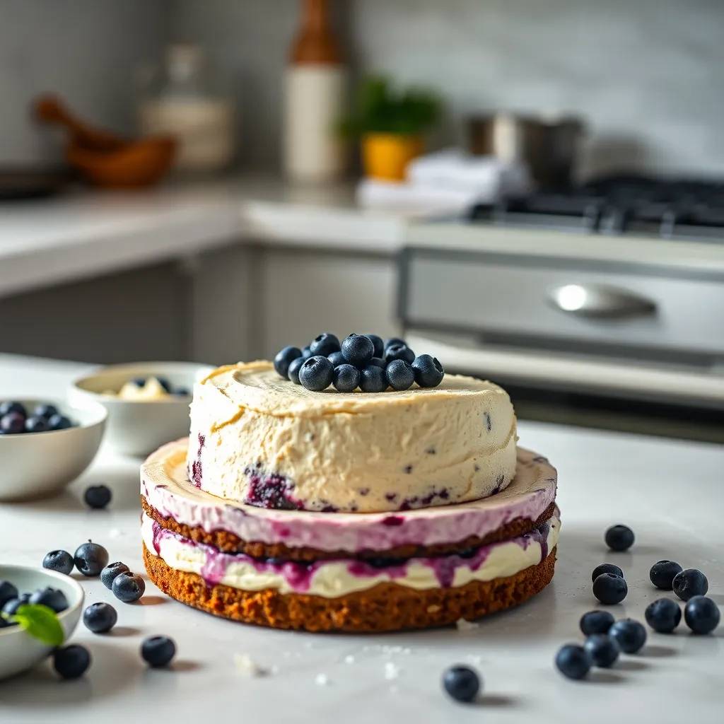 Fresh ingredients for Blueberry Cheesecake