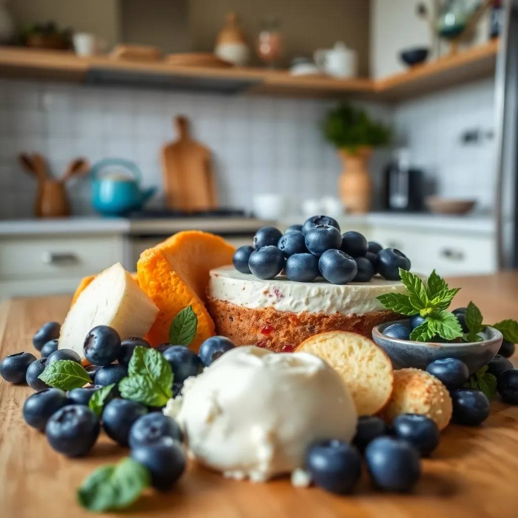 Ingredients for preparing Fresh Blueberry Cheesecake