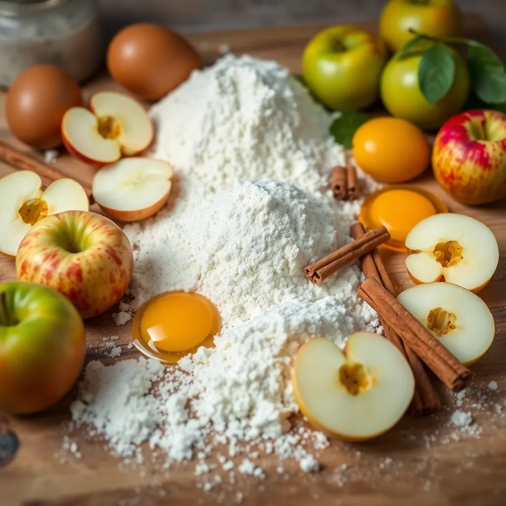 Assorted ingredients for making German Apple Pancake