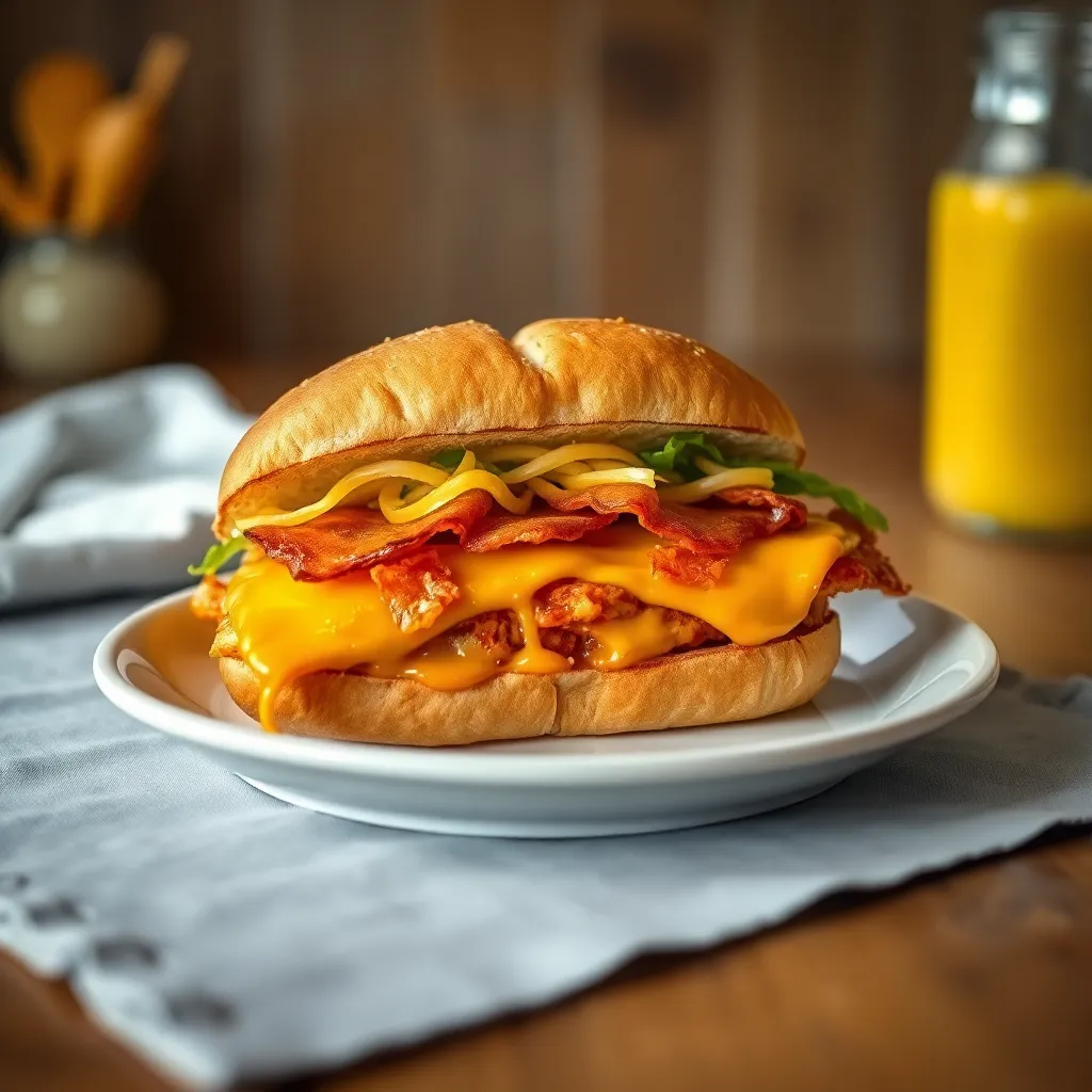 Image of Hot Buffalo Chicken Bacon and Cheese Sandwich