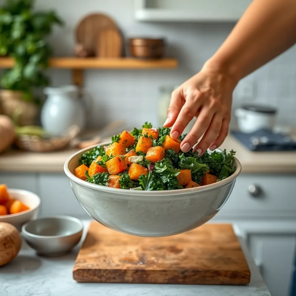 Key ingredients for Kale Sweet Potato Salad