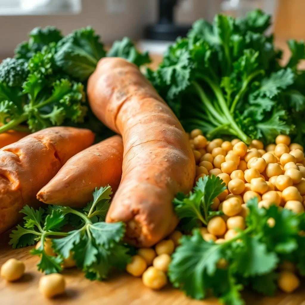 Ingredients used in Kale Sweet Potato Salad