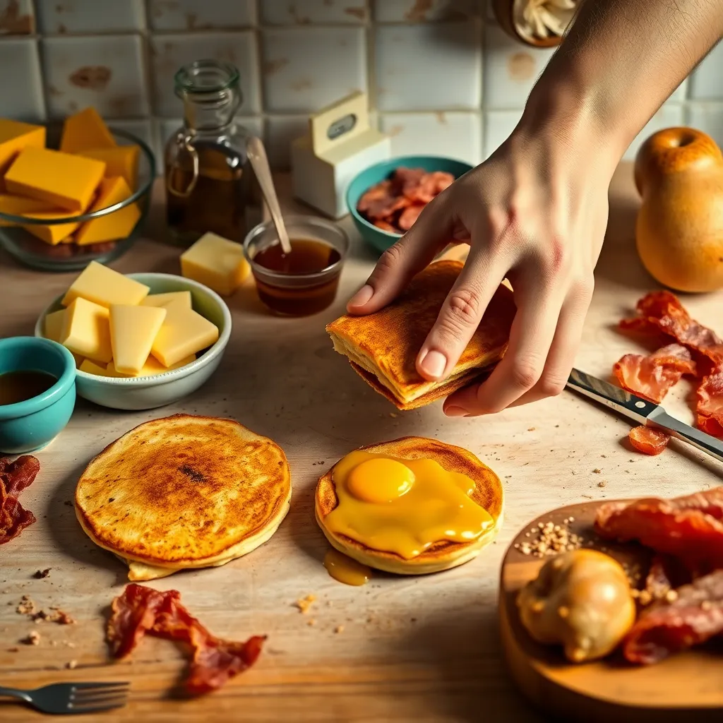 Key ingredients for Leftover Pancake Breakfast Sandwich