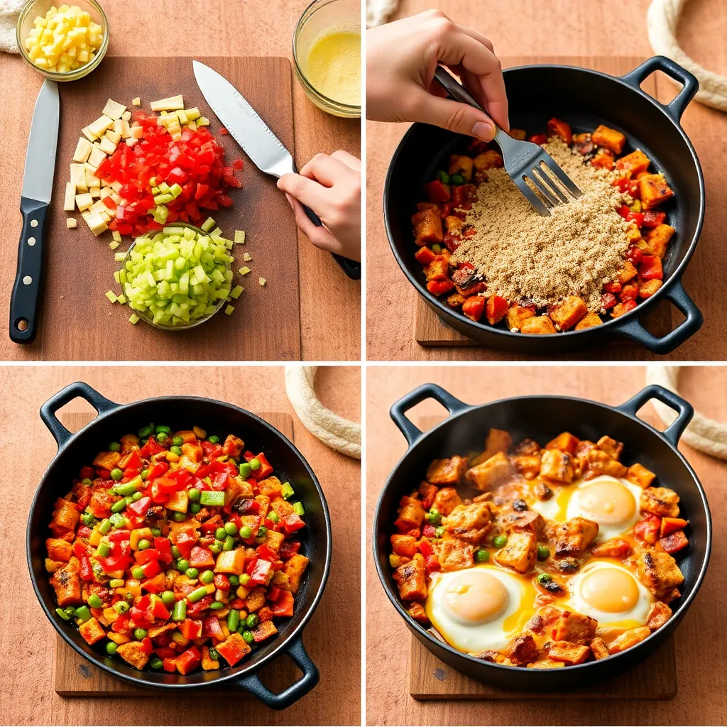 Fresh ingredients laid out for Loaded Breakfast Skillet