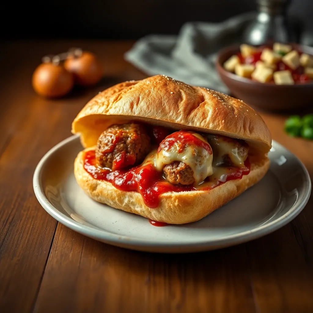 Image of a delicious Meatball Sandwich, showcasing its delightful presentation