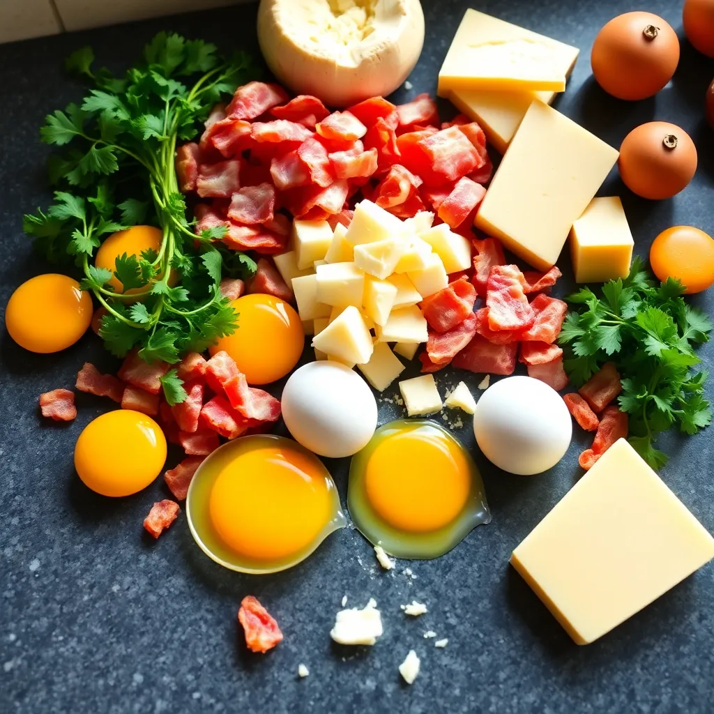 Ingredients used in Quiche Lorraine