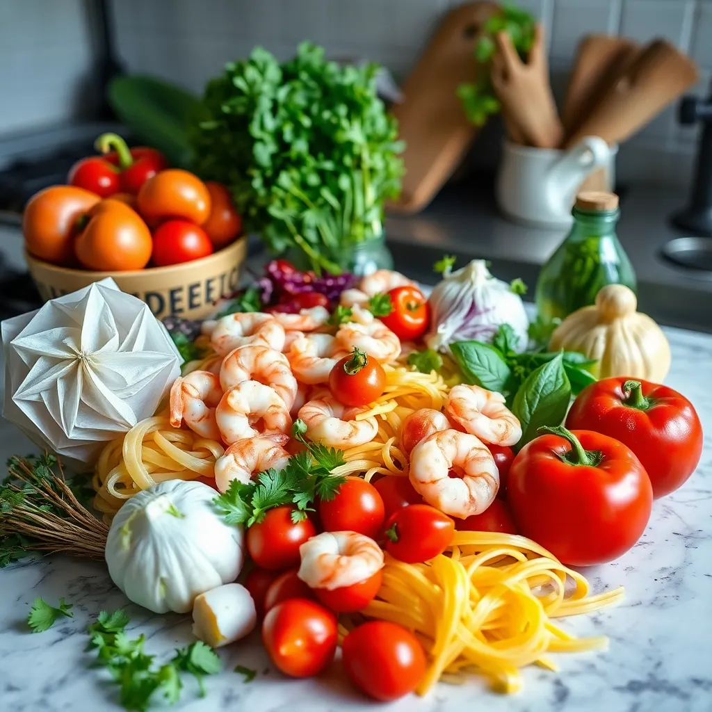 Ingredients used in Shrimp Pasta Salad