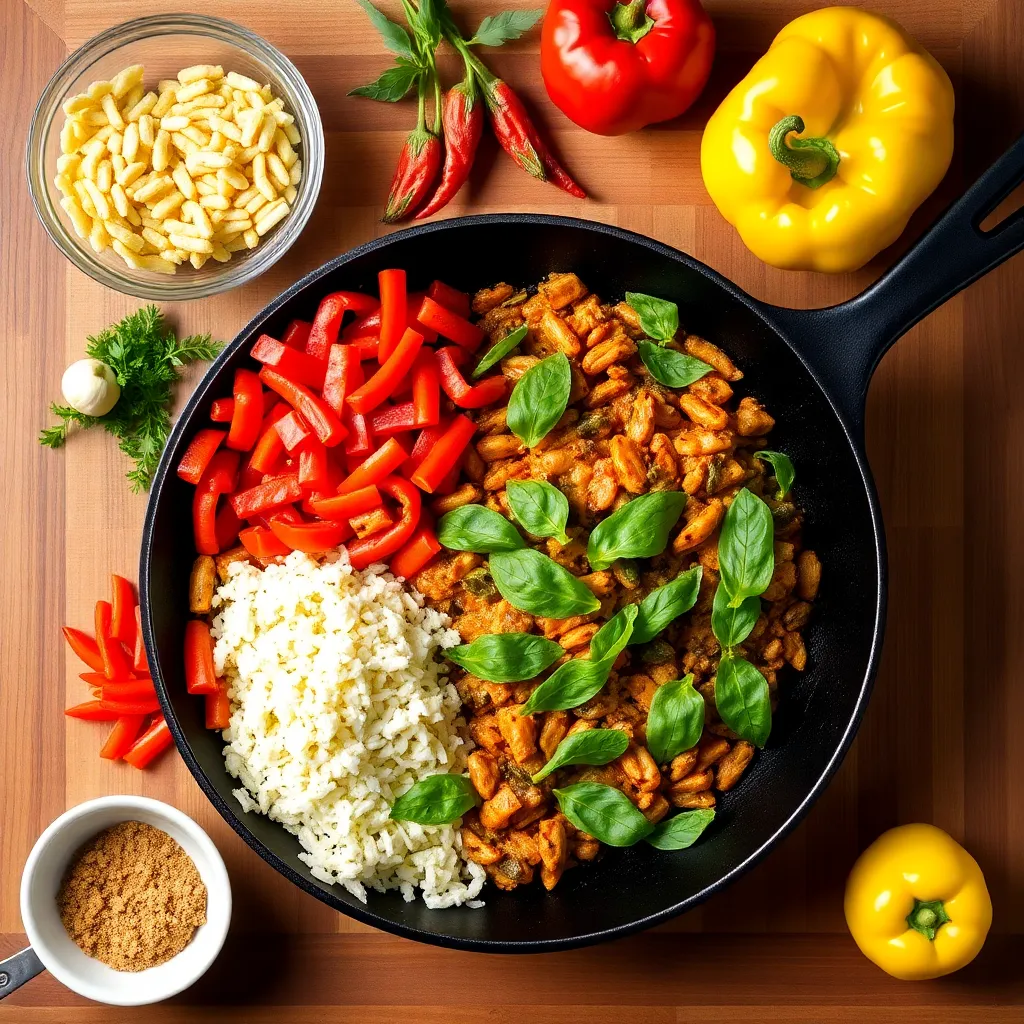 Key ingredients for creating Unstuffed Pepper Skillet