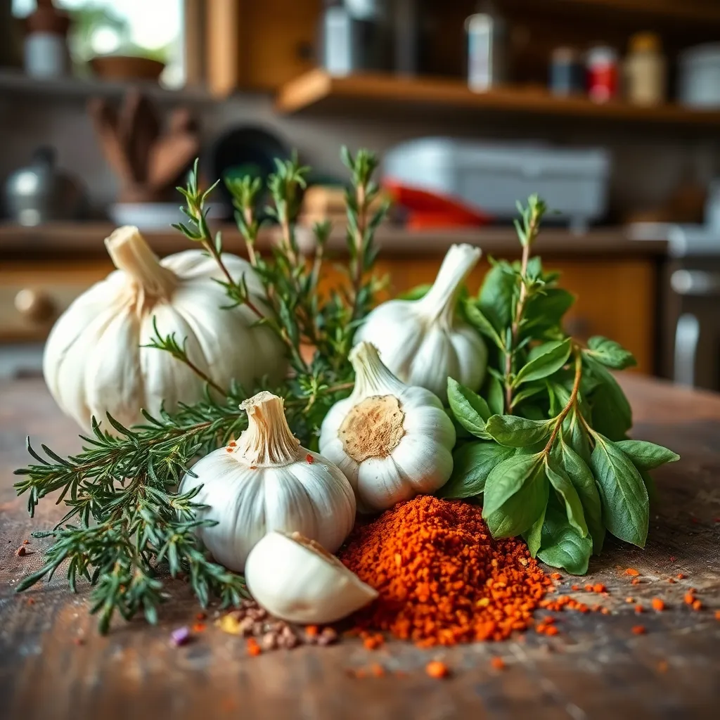 Key ingredients neatly arranged for beef stew preparation