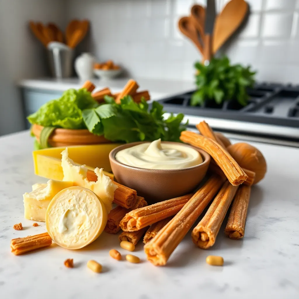 Ingredients for making churro cheesecake