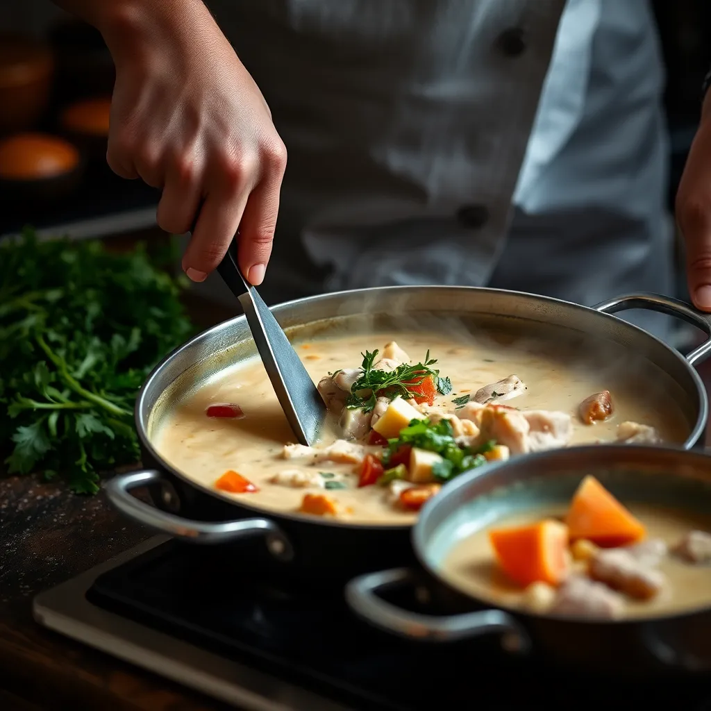 Key ingredients for creamy Tuscan chicken soup, featuring fresh produce and spices