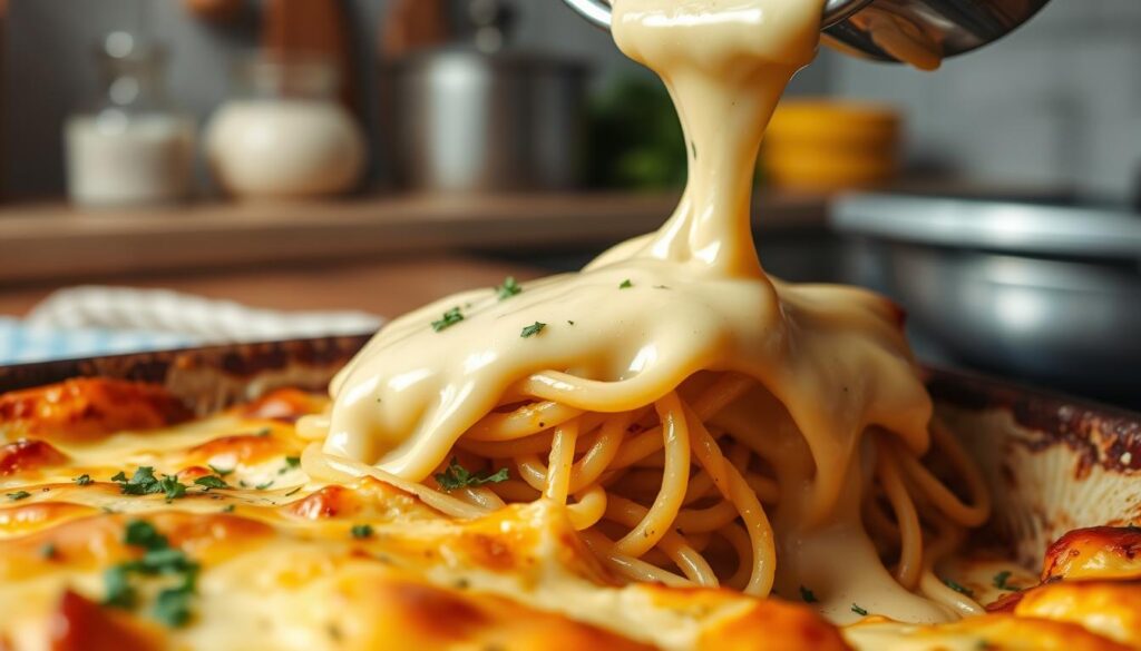 baked spaghetti with cream cheese sauce