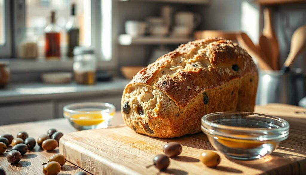 easy homemade bread with olives