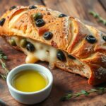 homemade bread with olives and cheese