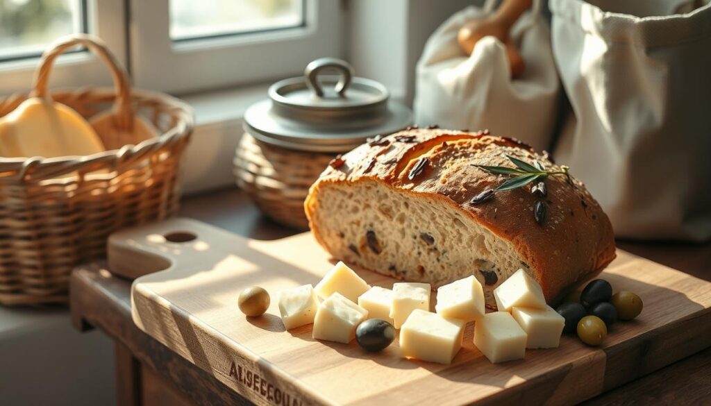 homemade olive and cheese bread storage